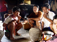 Drinking LaoHai (Rice wine) in remote Khmu village
