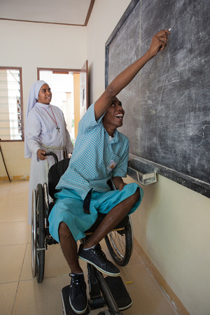 a young man with mobility issues.