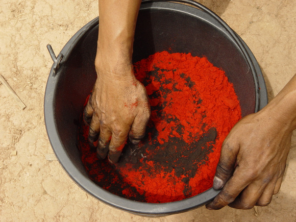 Mixing the ingredients for the dye