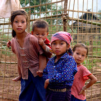 Khmu children, Ban Lave